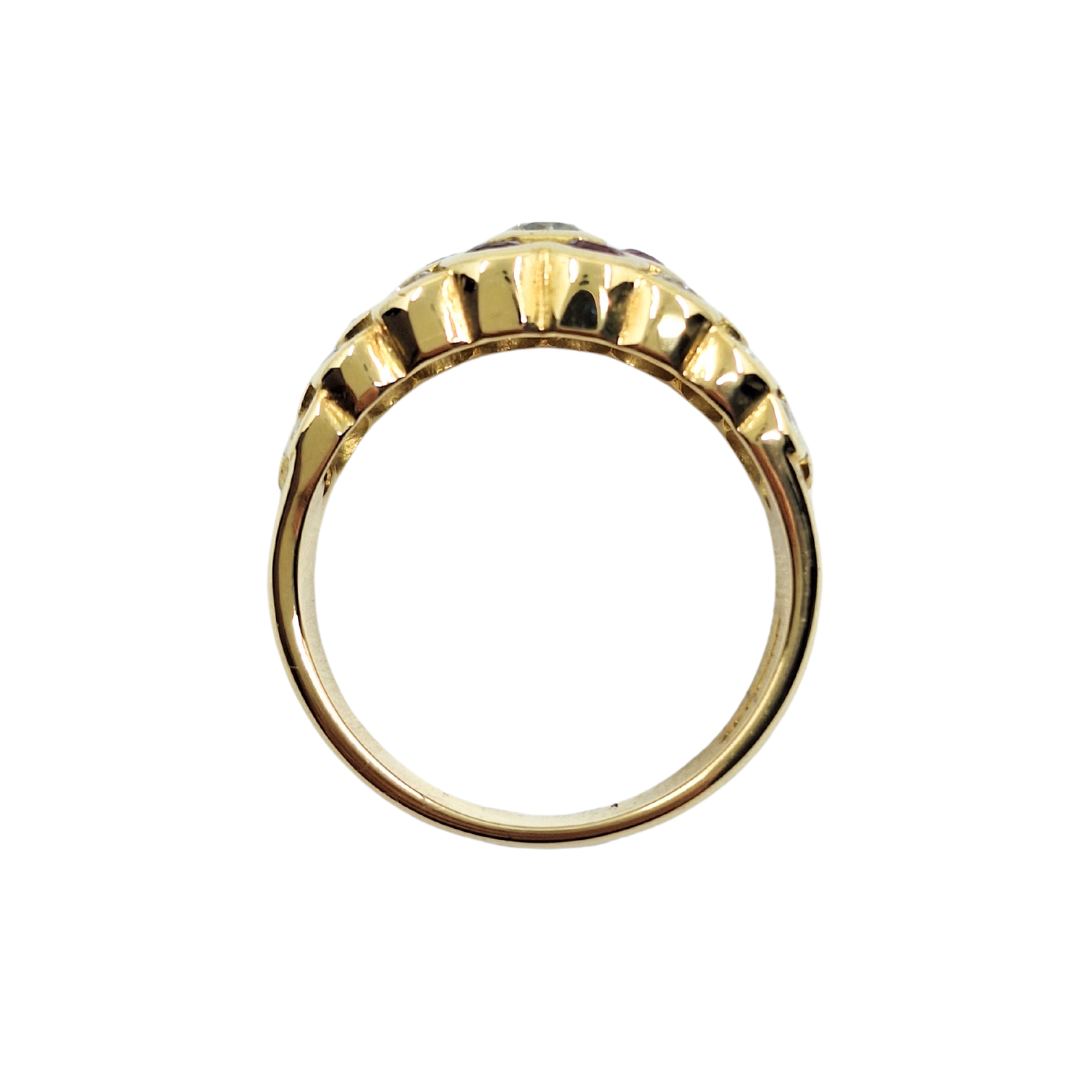 18ct Yellow Gold Ruby & Diamond Band Ring
