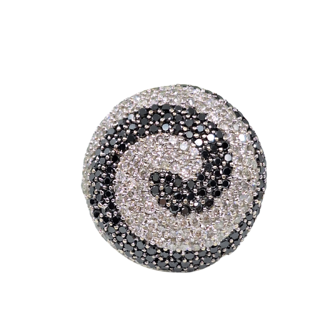 9ct White Gold Black & White Diamond Cluster Ring