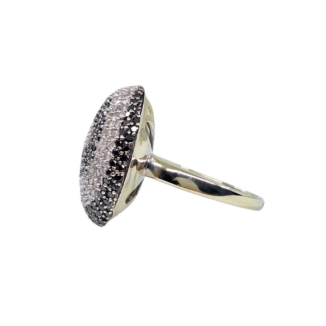 9ct White Gold Black & White Diamond Cluster Ring