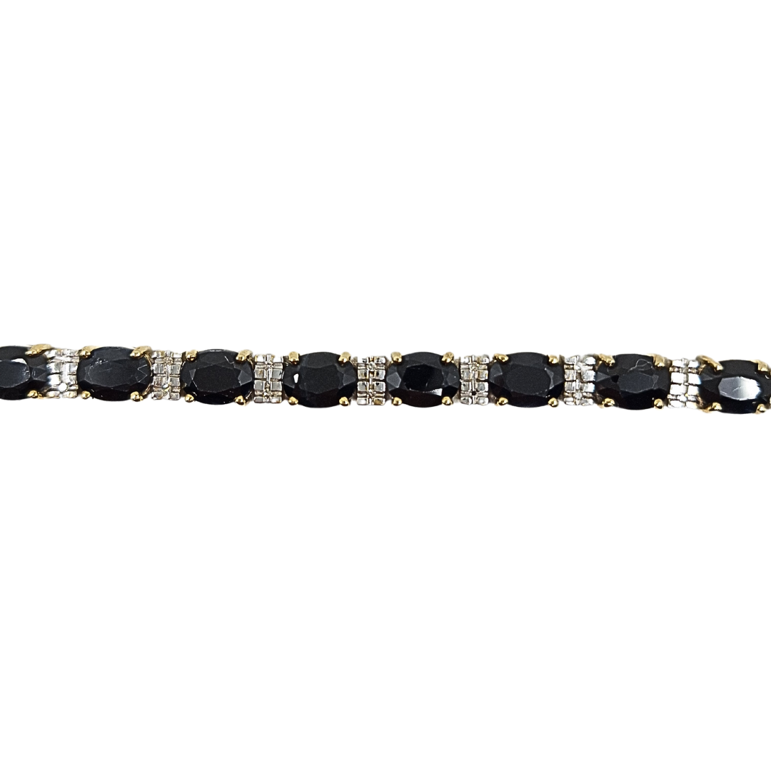9ct Yellow Gold Sapphire & Diamond Tennis Bracelet