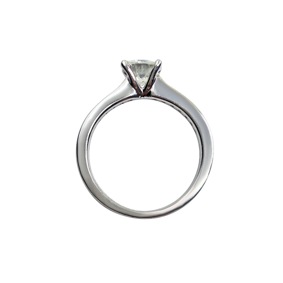 Platinum Diamond Solitaire Ring With Diamond Shoulders