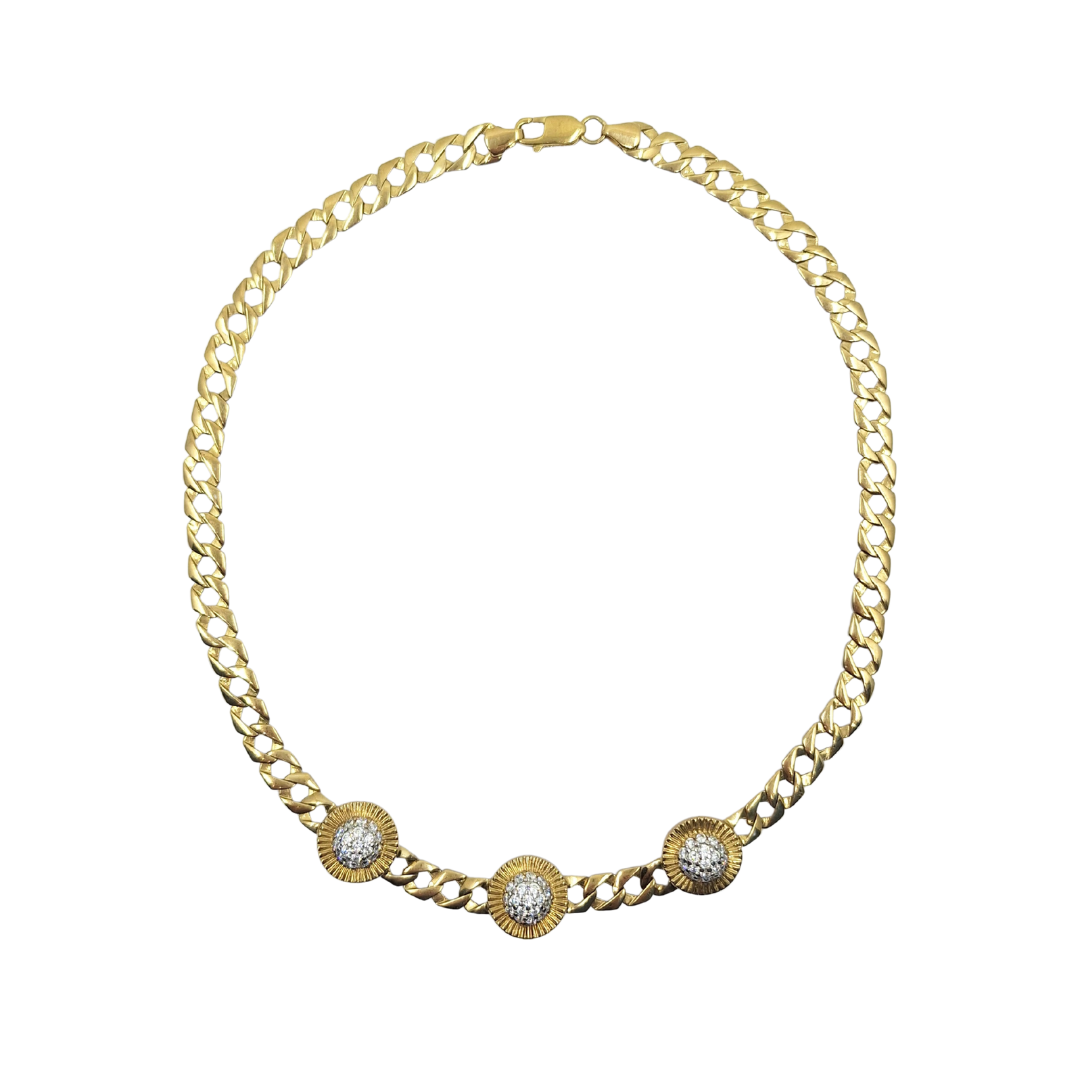 9ct Yellow Gold Cubic Zirconia Rolex Style Chain 17"