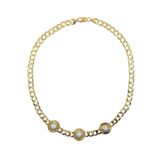 9ct Yellow Gold Cubic Zirconia Rolex Style Chain 17"