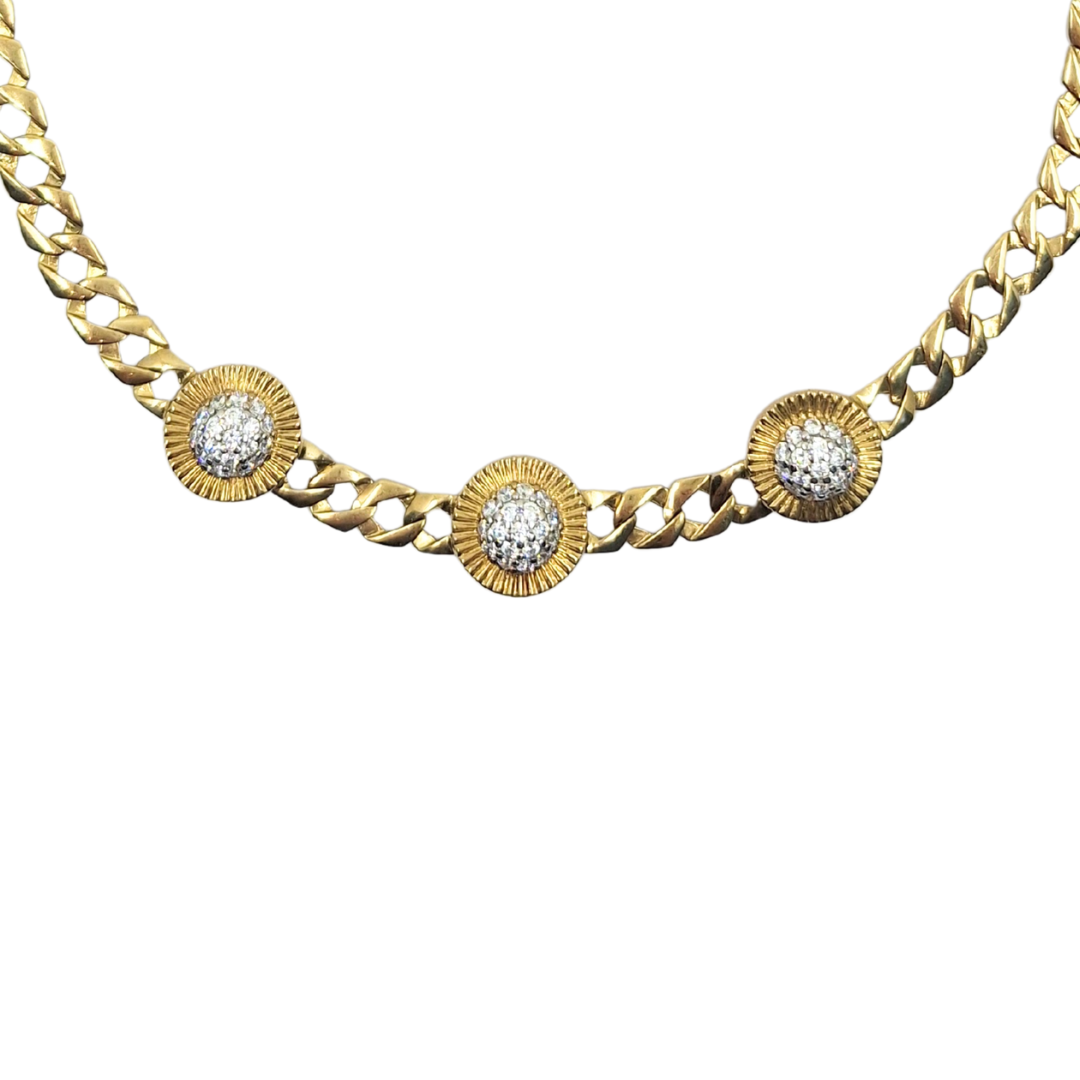 9ct Yellow Gold Cubic Zirconia Rolex Style Chain 17"
