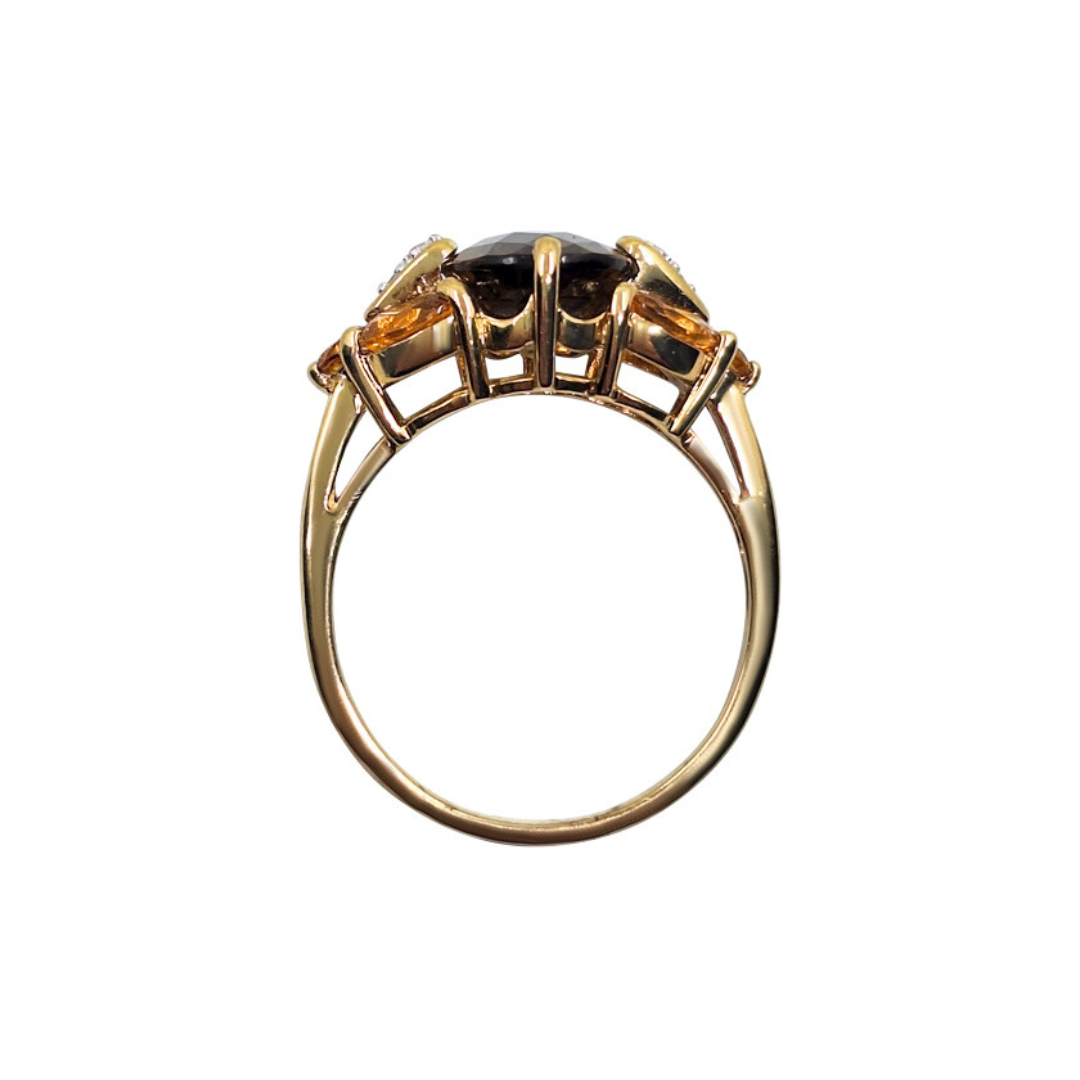 9ct Yellow Gold Citrine & Diamond Cluster Ring