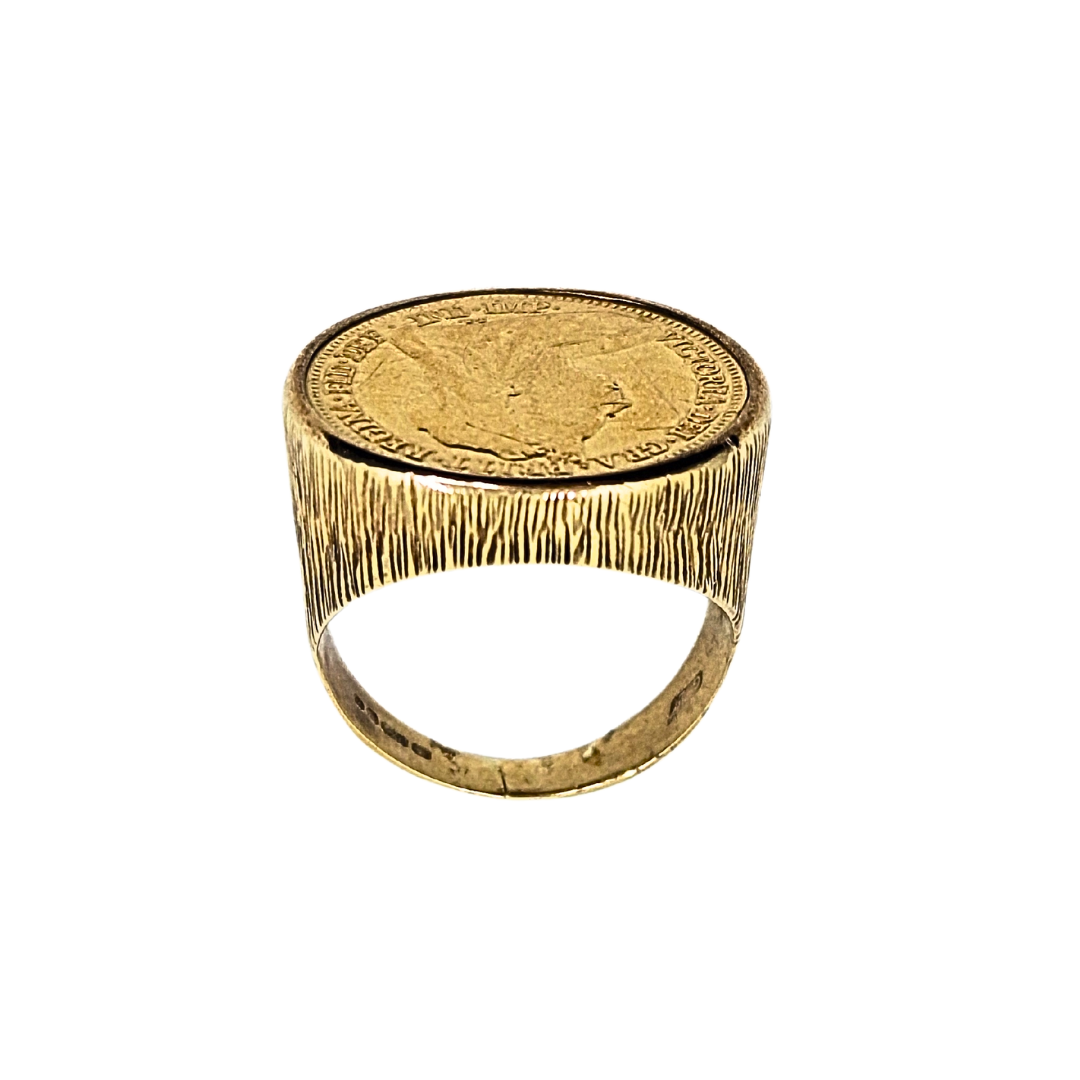 9ct/22ct Yellow Gold Half Sovereign Ring 1898