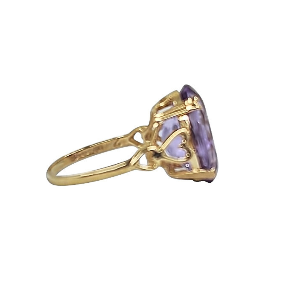 9ct Yellow Gold Amethyst Solitaire Ring