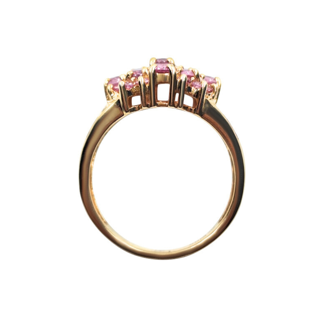 9ct Yellow Gold Pink Gemstone Cluster Ring