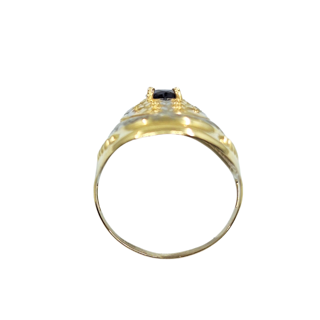 14ct Yellow & White Gold Blue Cubic Zirconia Ring