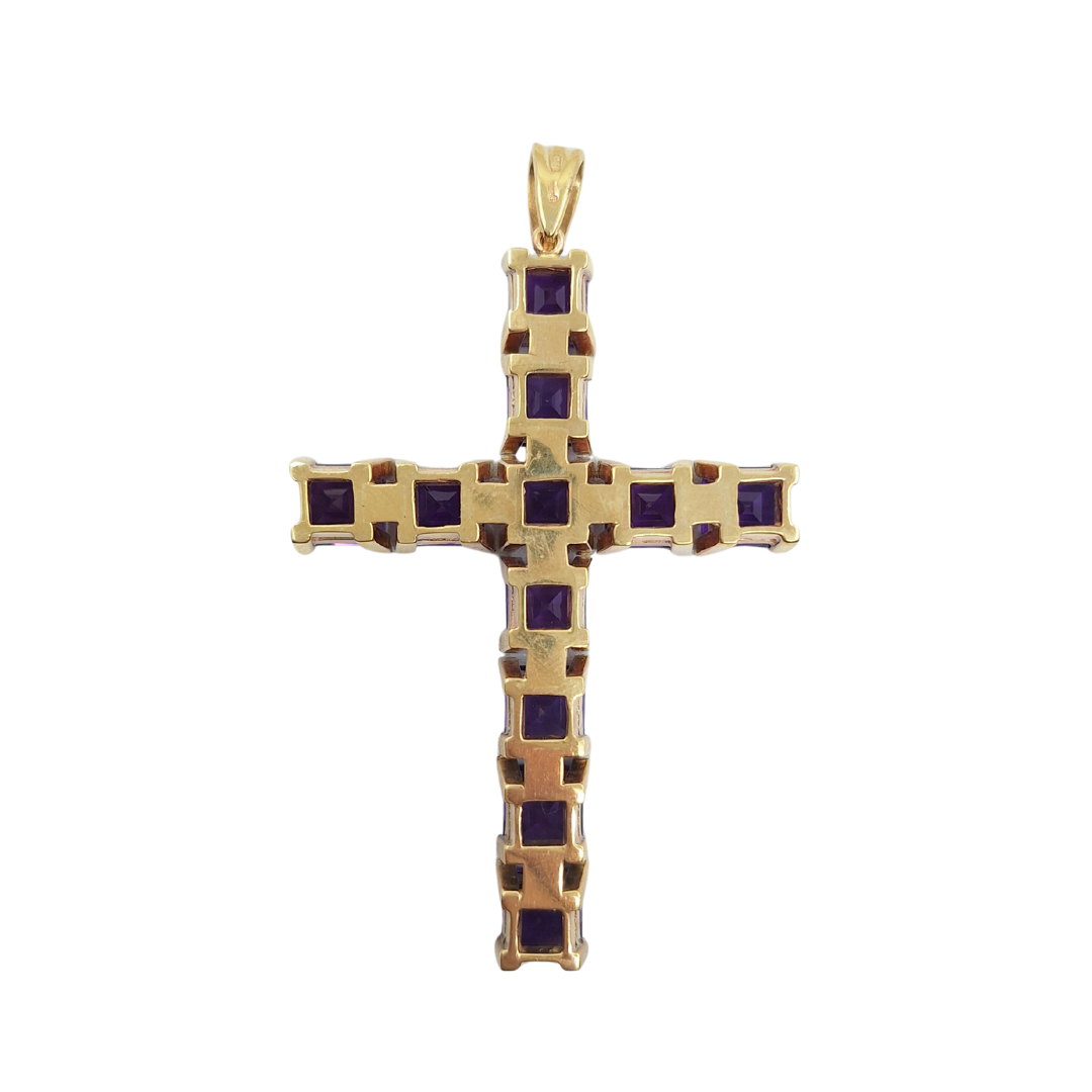 9ct Yellow Gold Amethyst Cross Pendant