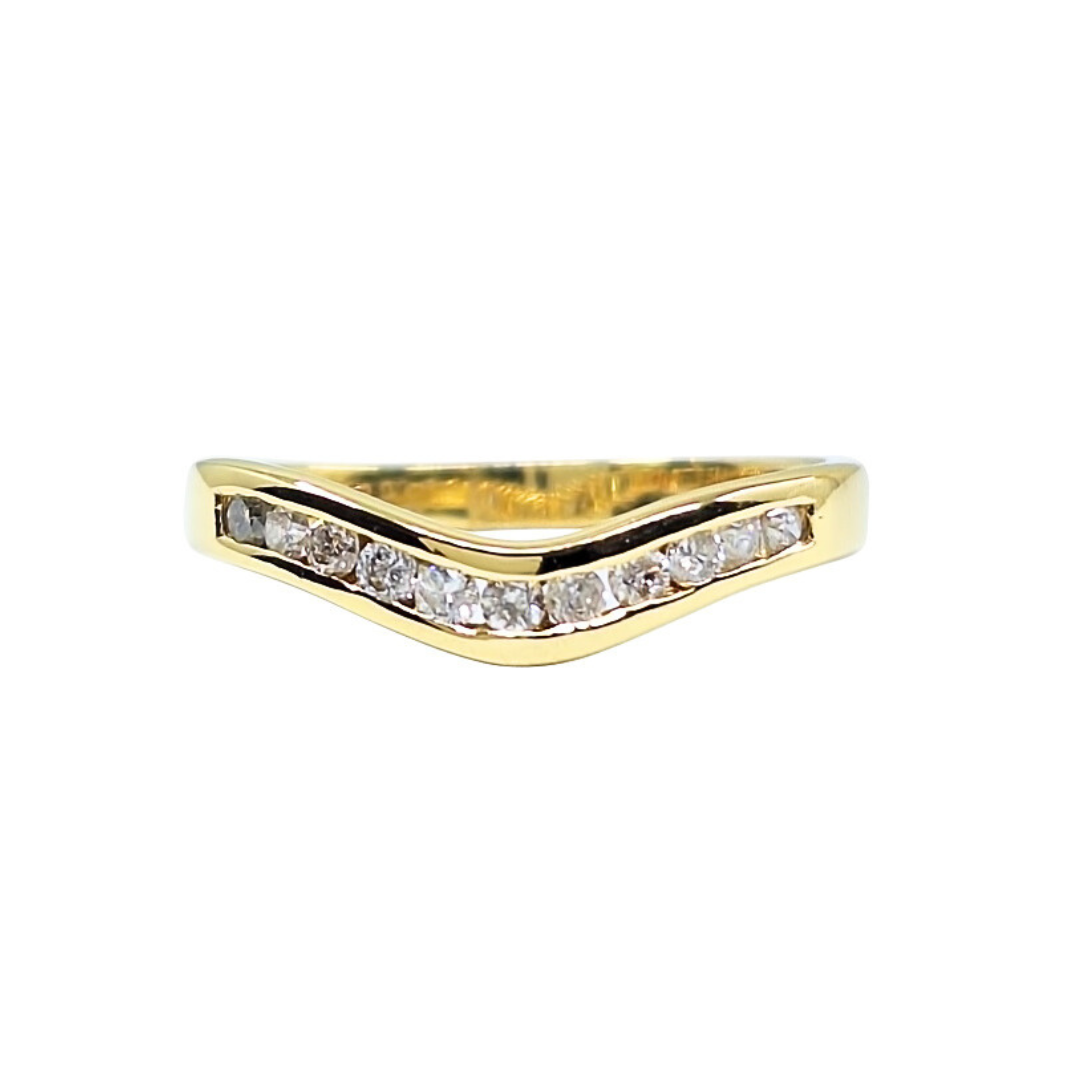18ct Yellow Gold Diamond Wishbone Ring 0.2ct