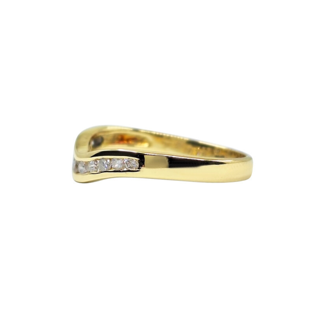 18ct Yellow Gold Diamond Wishbone Ring 0.2ct