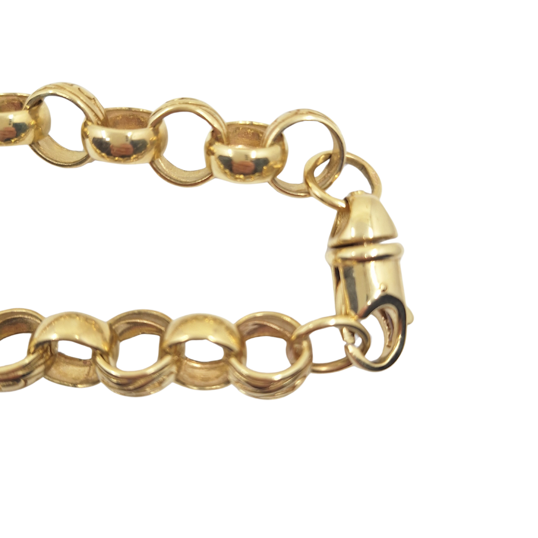 9ct Yellow Gold Pattern & Plain Round Link Belcher Chain 29"