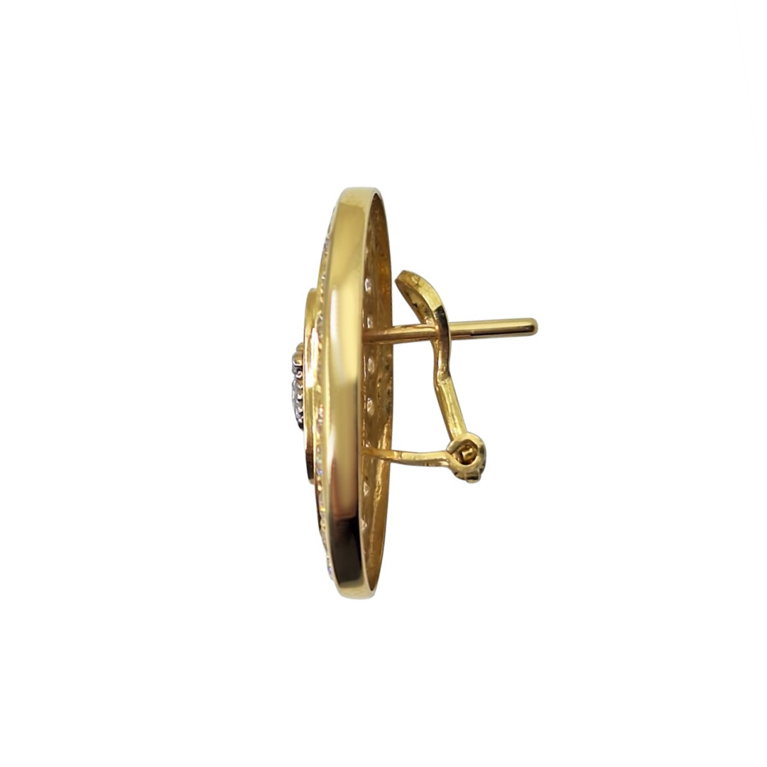 14ct Yellow Gold Cubic Zirconia Versace Style Earrings