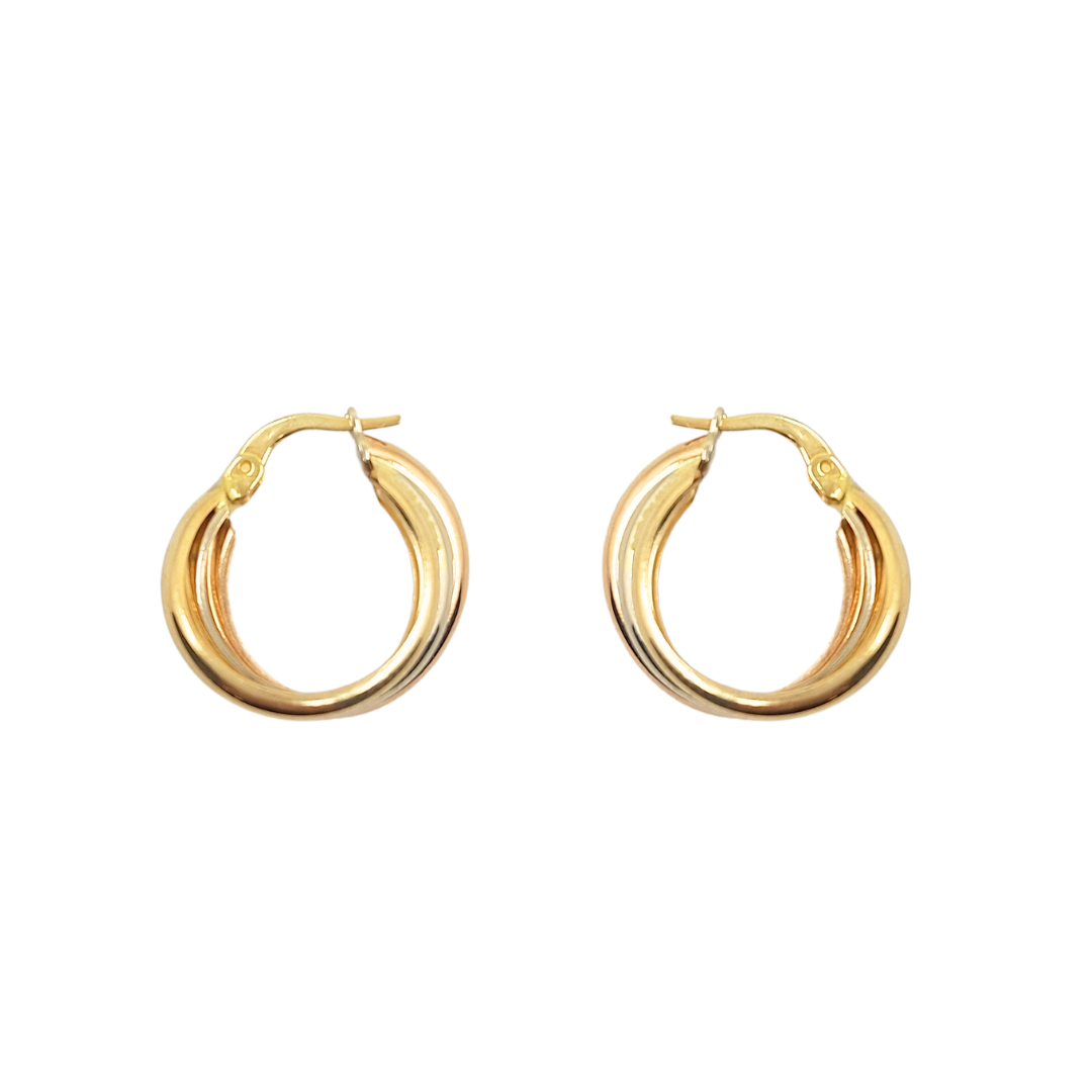 14ct Tri Colour Hoop Earrings