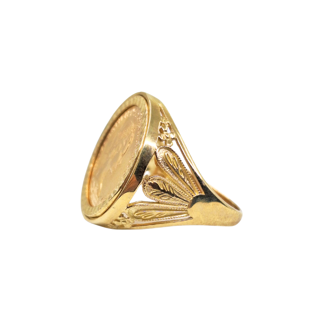9ct/22ct Yellow Gold Full Sovereign Coin Ring 1979