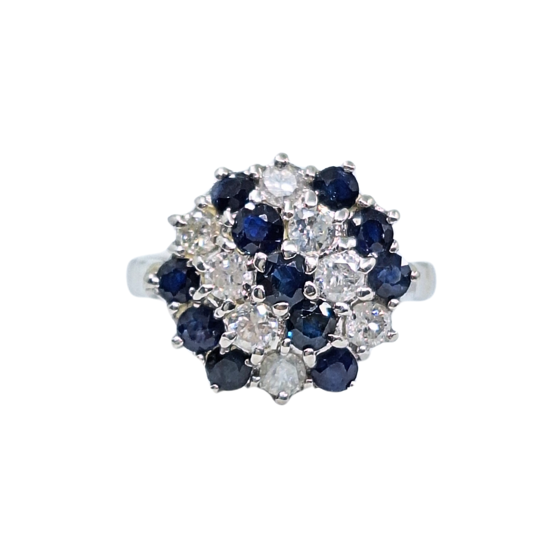 18ct White Gold Sapphire & Diamond Cluster Ring