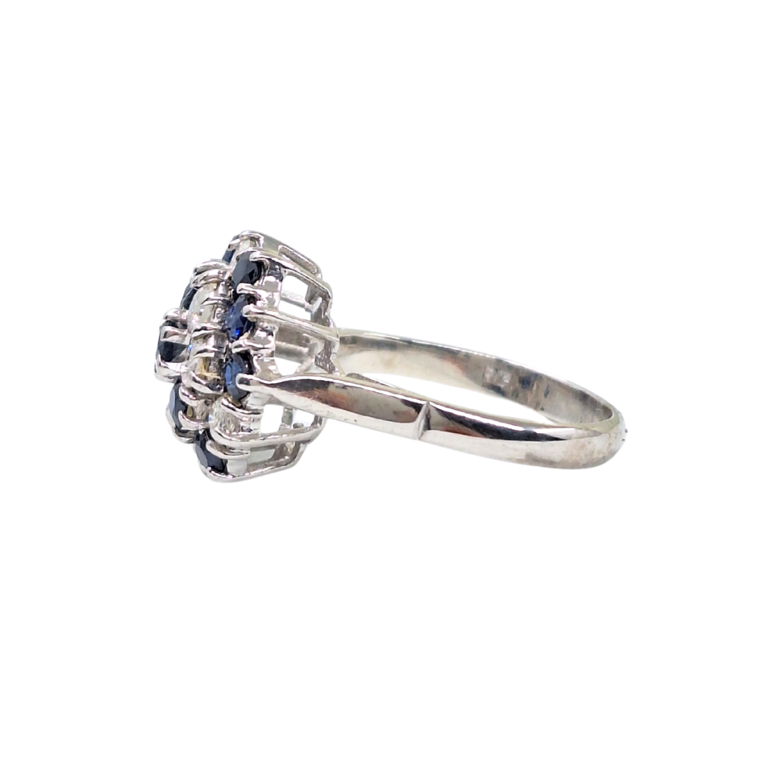 18ct White Gold Sapphire & Diamond Cluster Ring