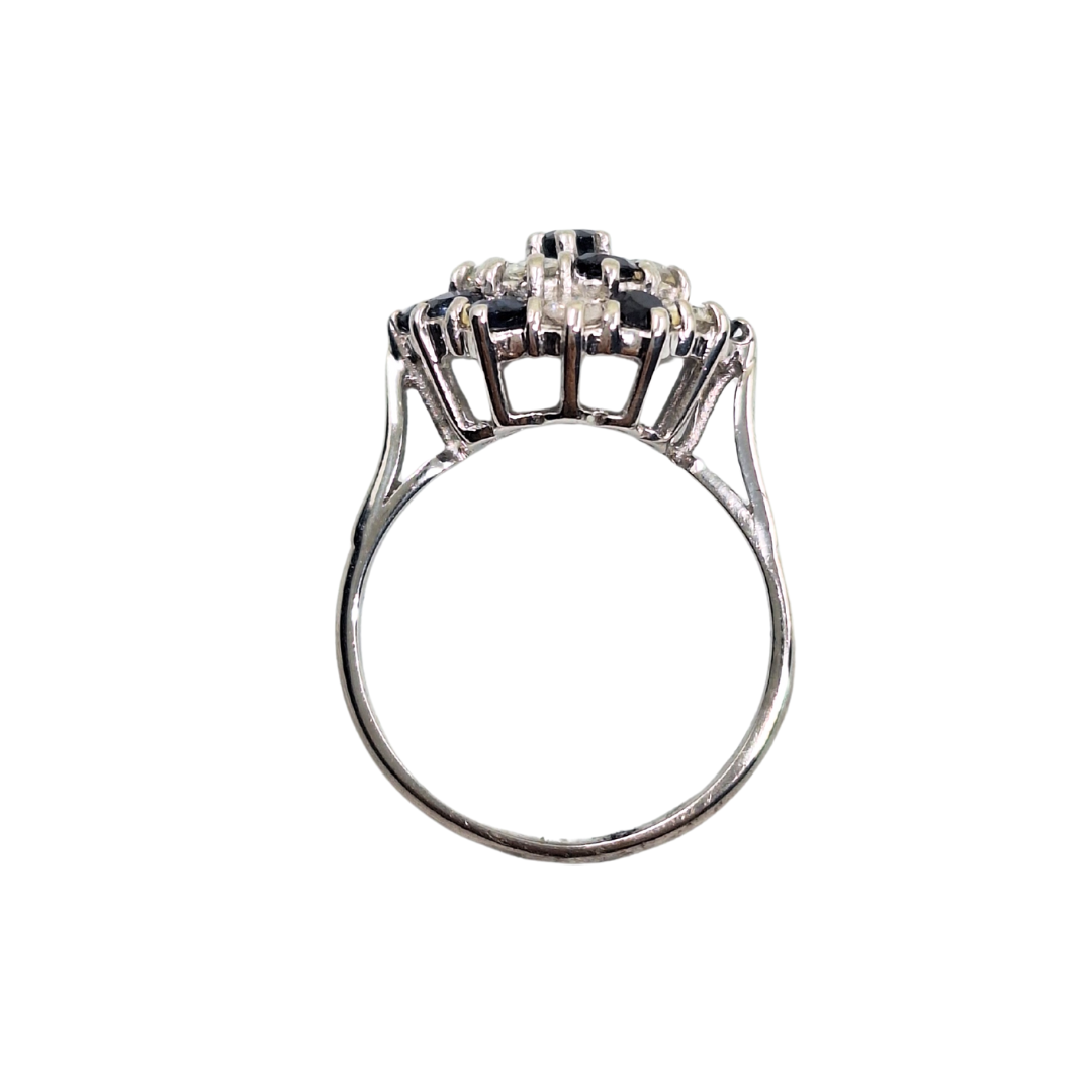 18ct White Gold Sapphire & Diamond Cluster Ring
