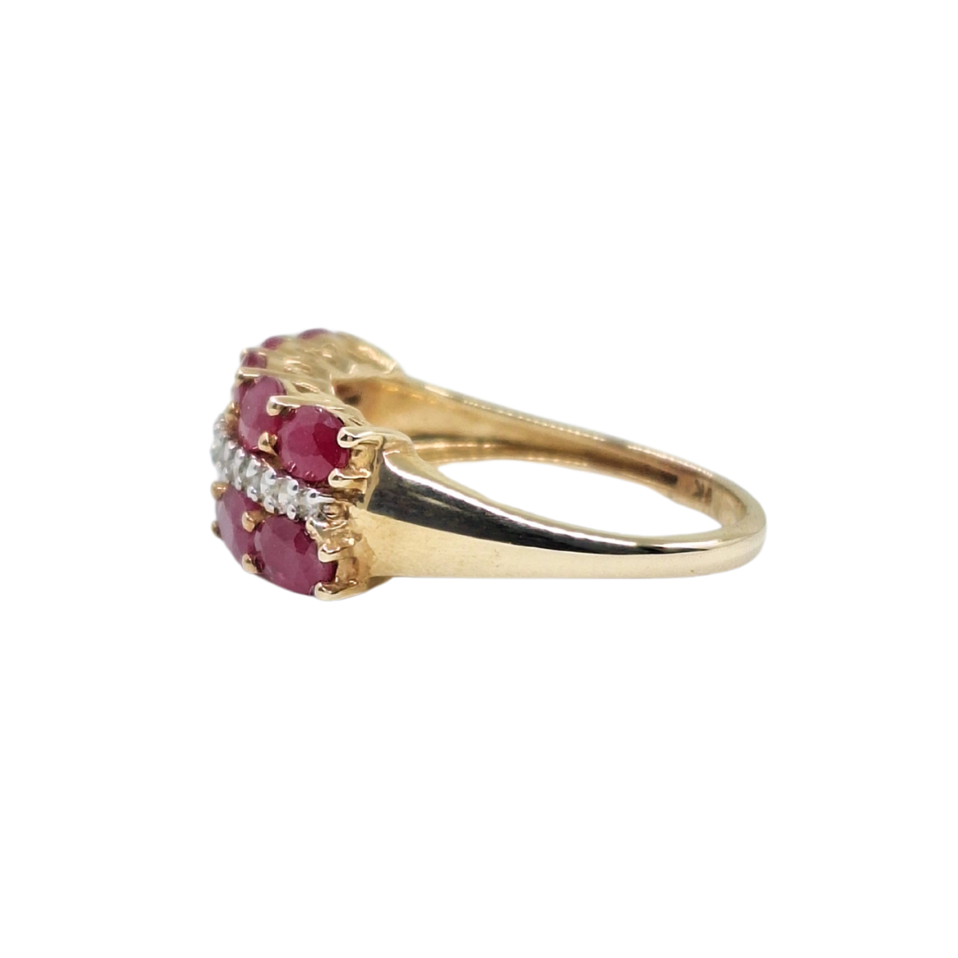 9ct Yellow Gold Ruby & Diamond Band Ring