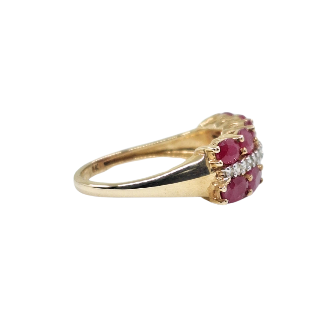 9ct Yellow Gold Ruby & Diamond Band Ring