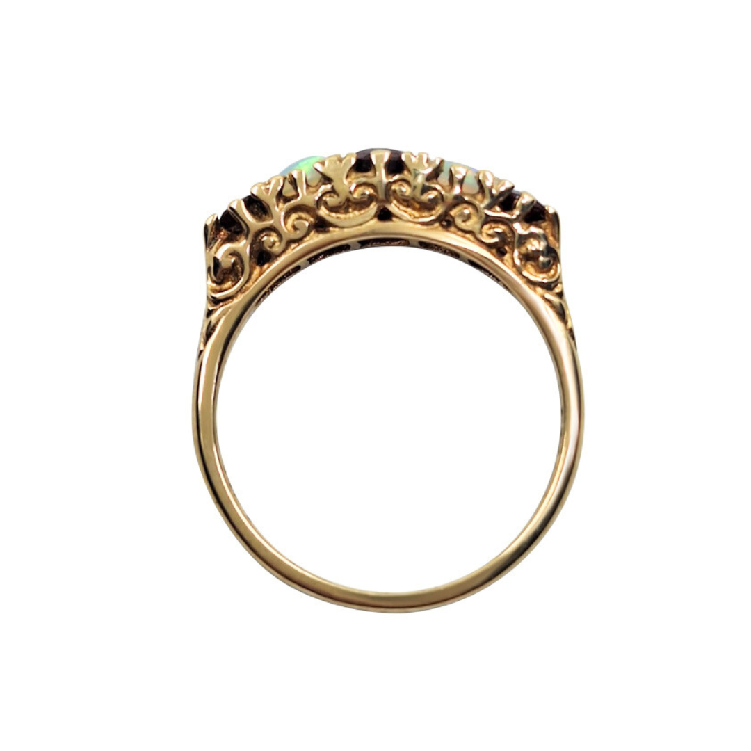9ct Yellow Gold Opal & Garnet Ring