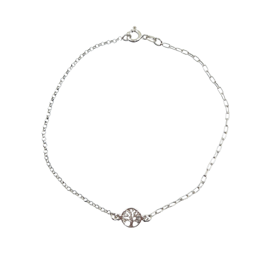 Silver Tree Of Life Anklet 10"