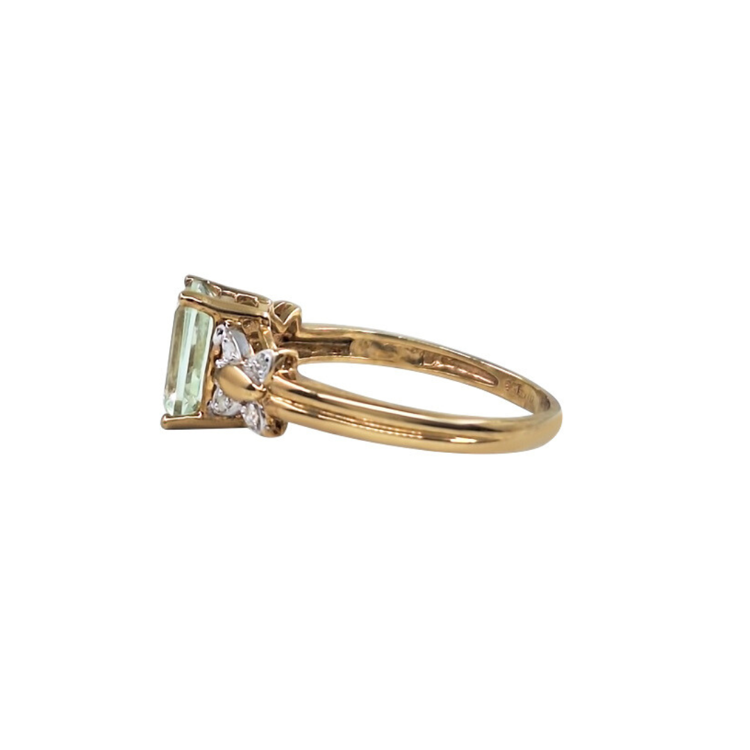 9ct Yellow Gold Rectangle Prasiolite Ring