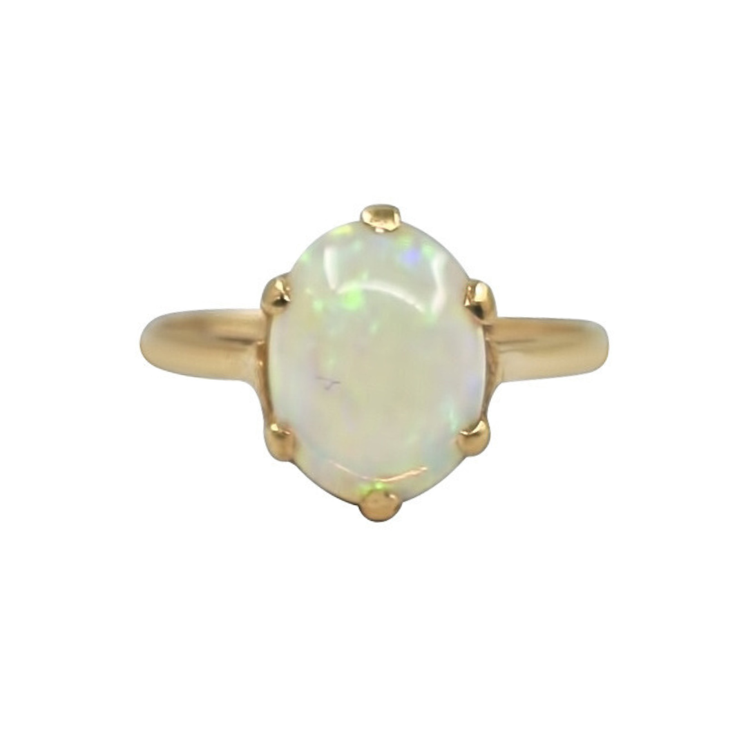 9ct Yellow Gold Opal Solitaire Ring