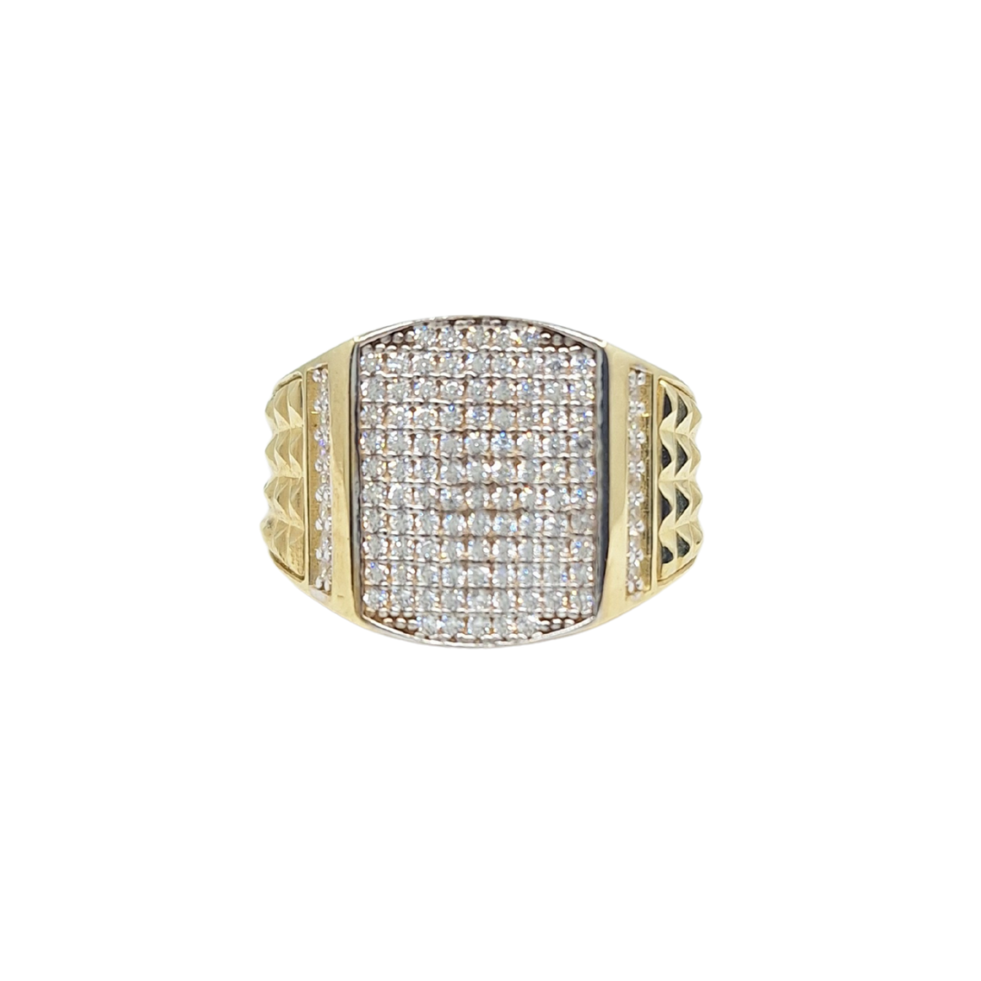 9ct Yellow Gold Cubic Zirconia Signet Ring