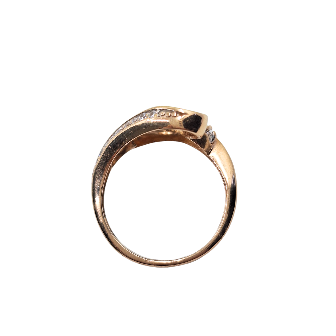 14ct Rose Gold Cubic Zirconia Crossover Ring