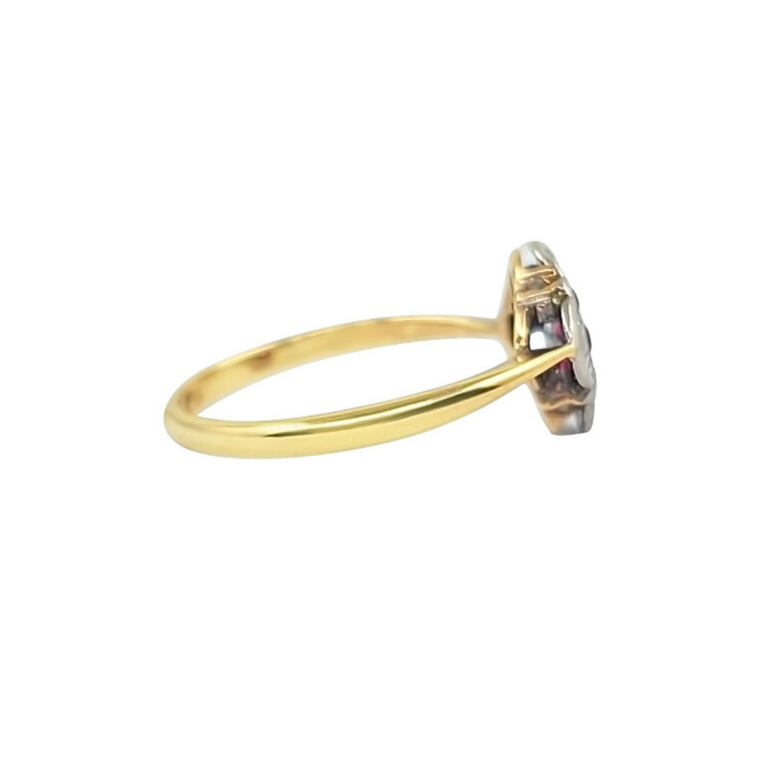 18ct Yellow Gold Ruby & Diamond Cluster Ring