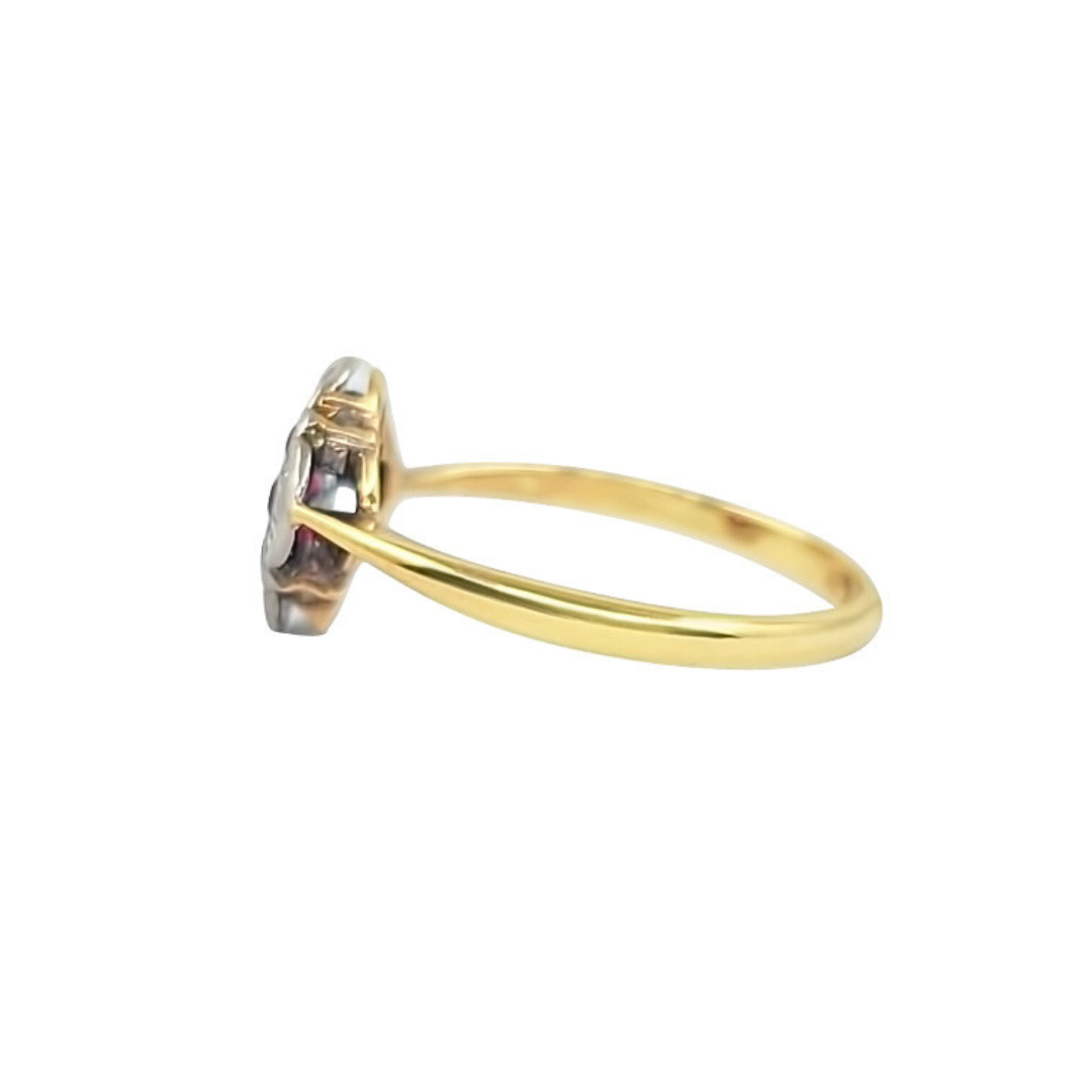 18ct Yellow Gold Ruby & Diamond Cluster Ring
