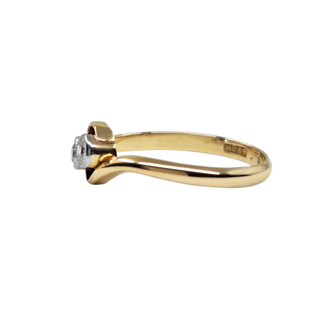 18ct Yellow Gold Bezel Set Diamond 2 Stone Ring