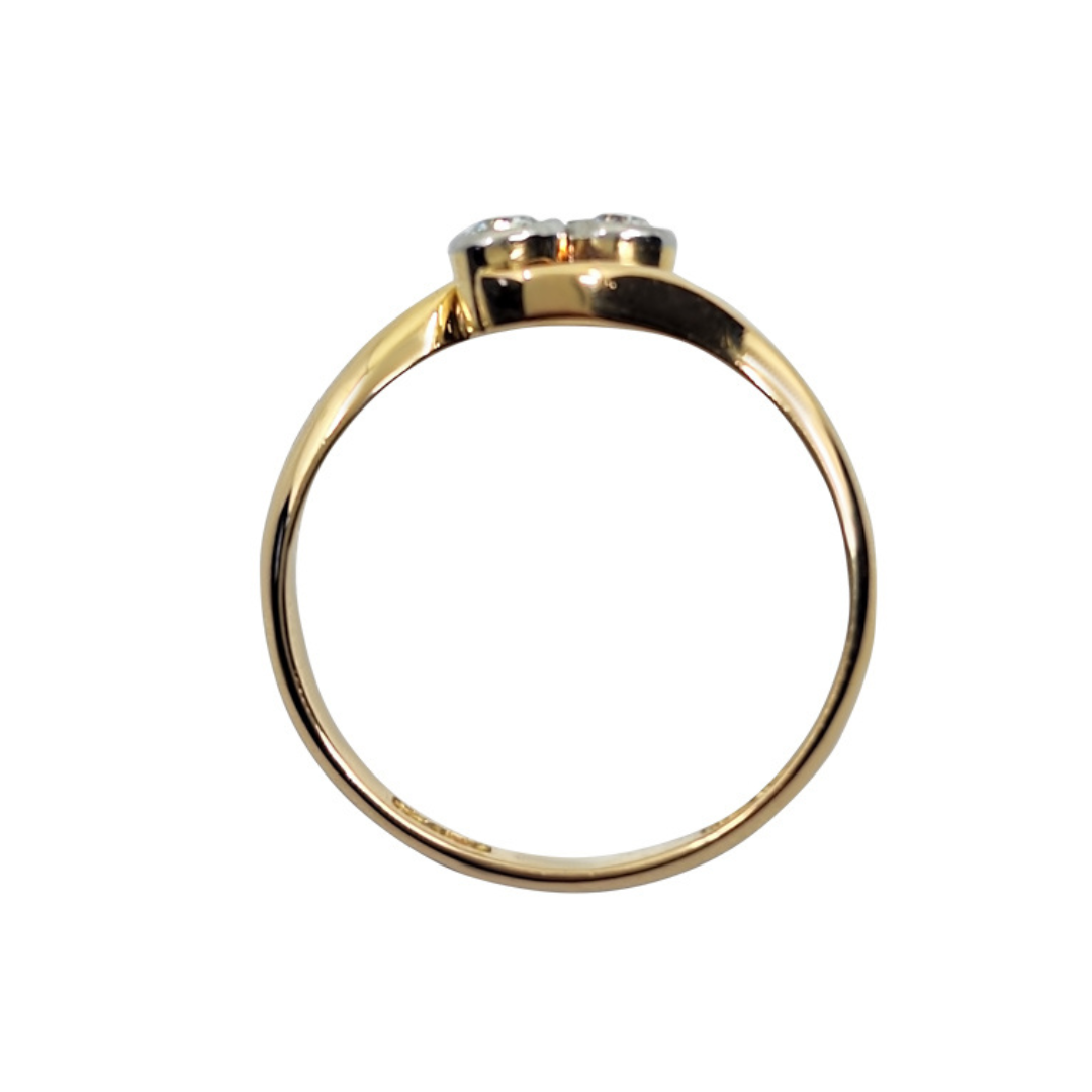 18ct Yellow Gold Bezel Set Diamond 2 Stone Ring