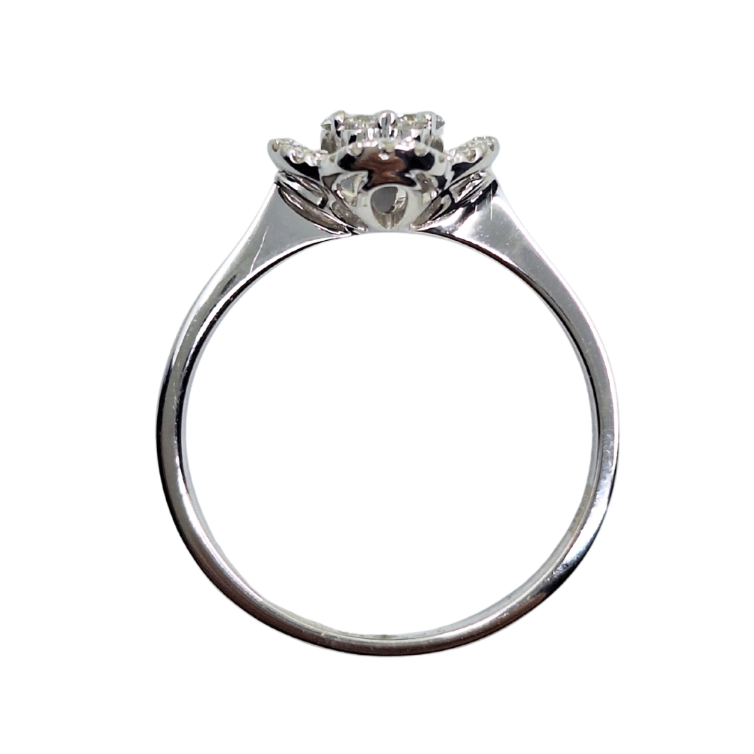 18ct White Gold Diamond Clover Cluster Ring 0.22ct