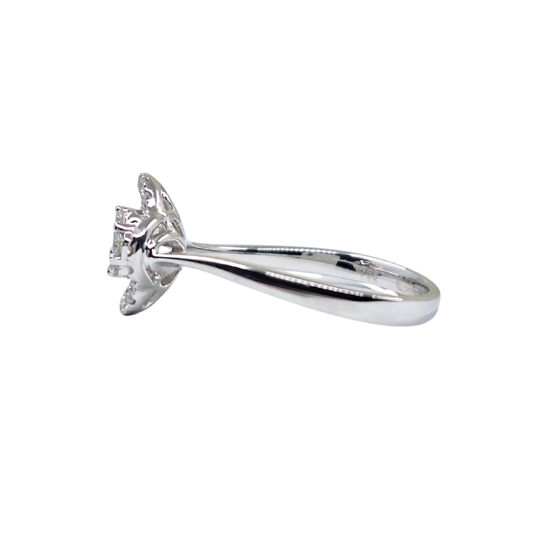 18ct White Gold Diamond Clover Cluster Ring 0.22ct