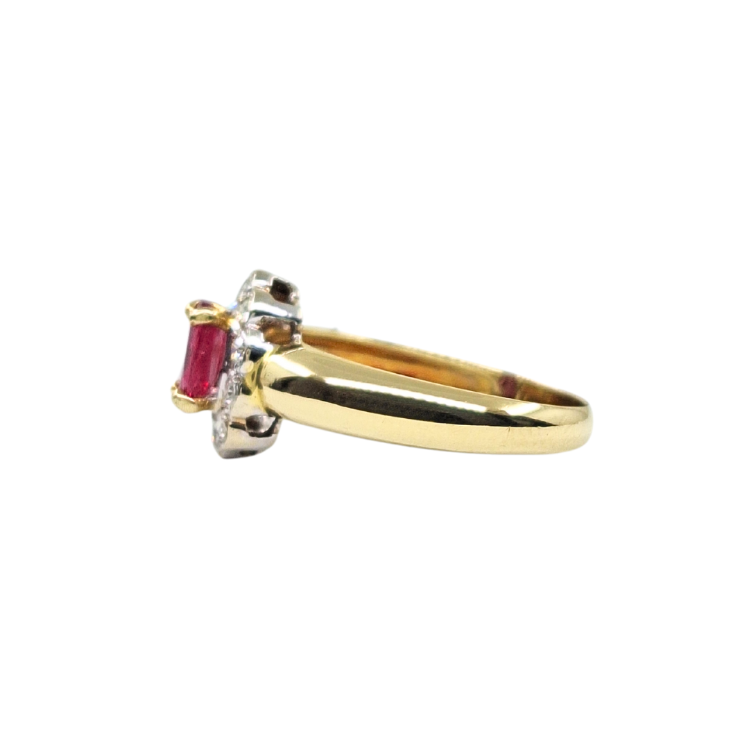 18ct Yellow Gold Ruby & Diamond Cluster Ring