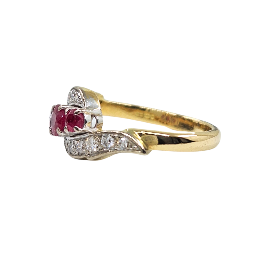 9ct Yellow Gold Ruby & Diamond 3 Stone Ring