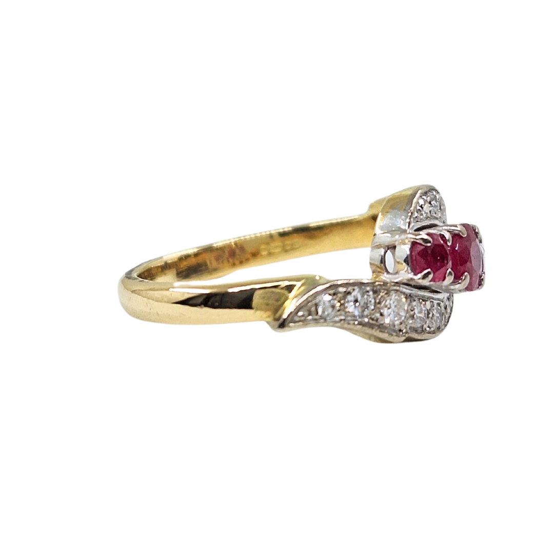 9ct Yellow Gold Ruby & Diamond 3 Stone Ring