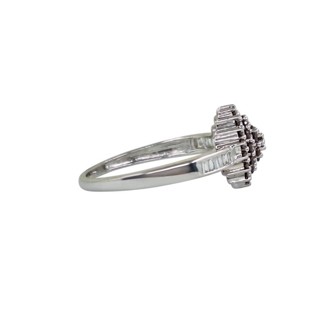9ct White Gold Garnet & Diamond Cluster Ring
