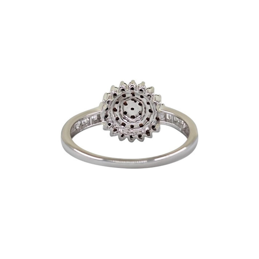 9ct White Gold Garnet & Diamond Cluster Ring