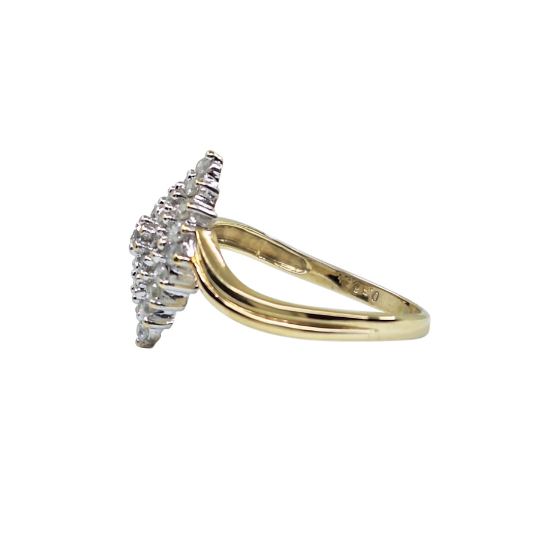 9ct Yellow Gold Marquise Diamond Cluster Ring 0.50ct