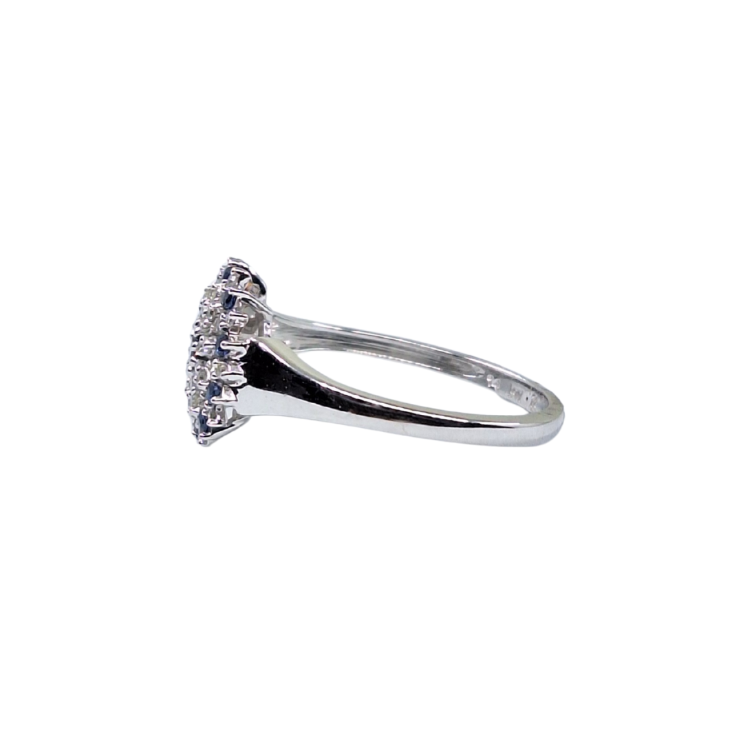 9ct White Gold Sapphire & Diamond Cluster Ring