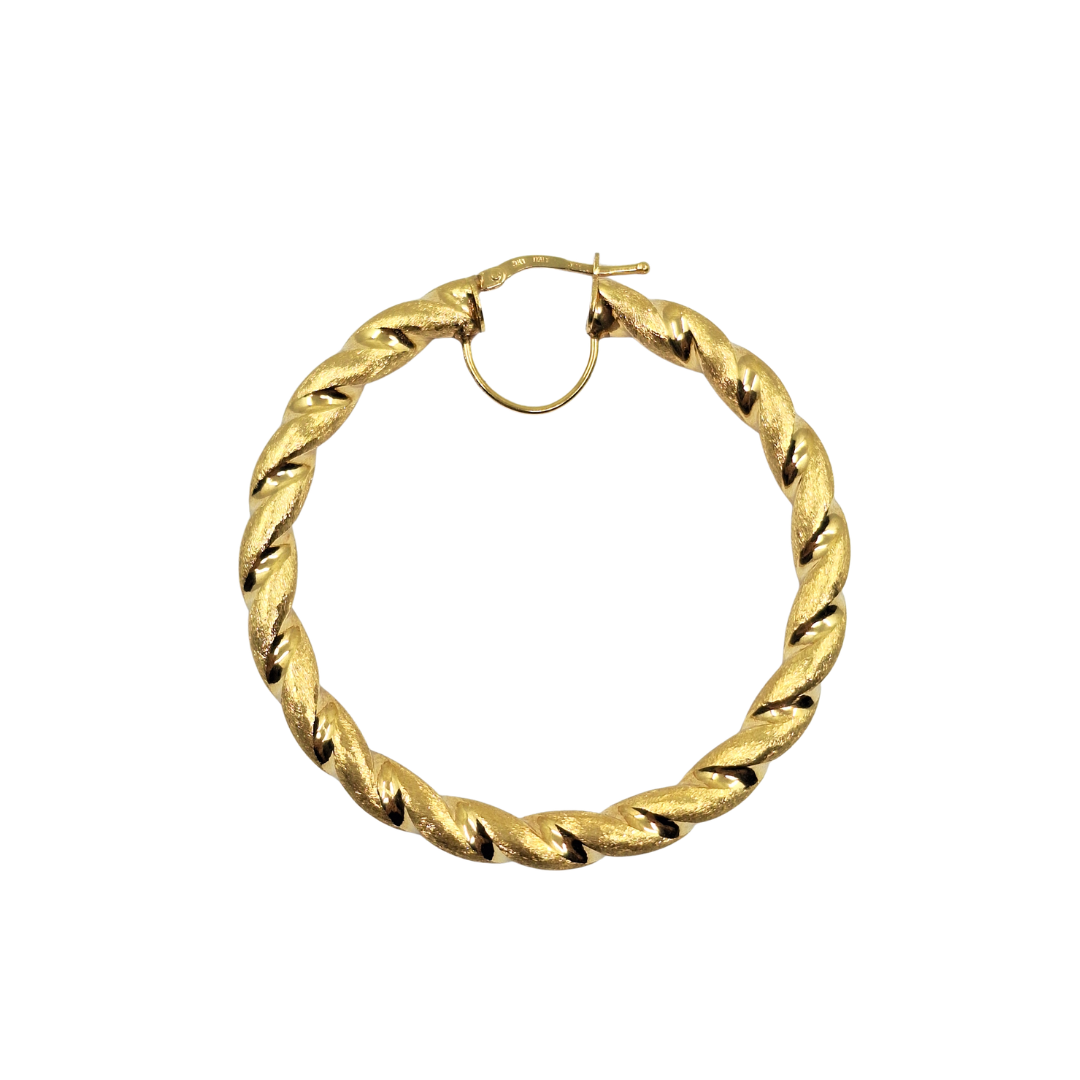9ct Yellow Gold Large Twist Creole Earrings