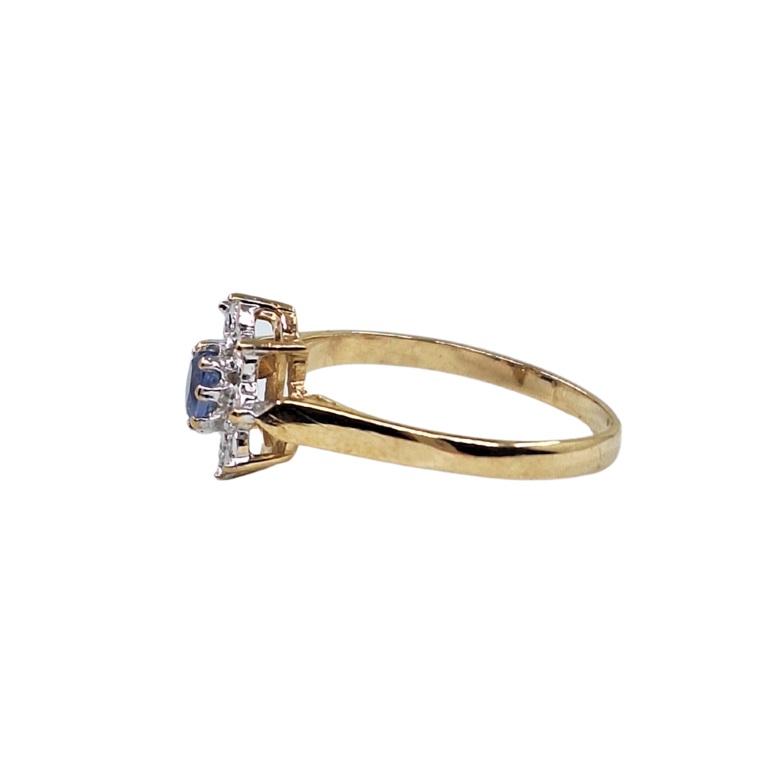 9ct Yellow Gold Sapphire & Diamond Cluster Ring