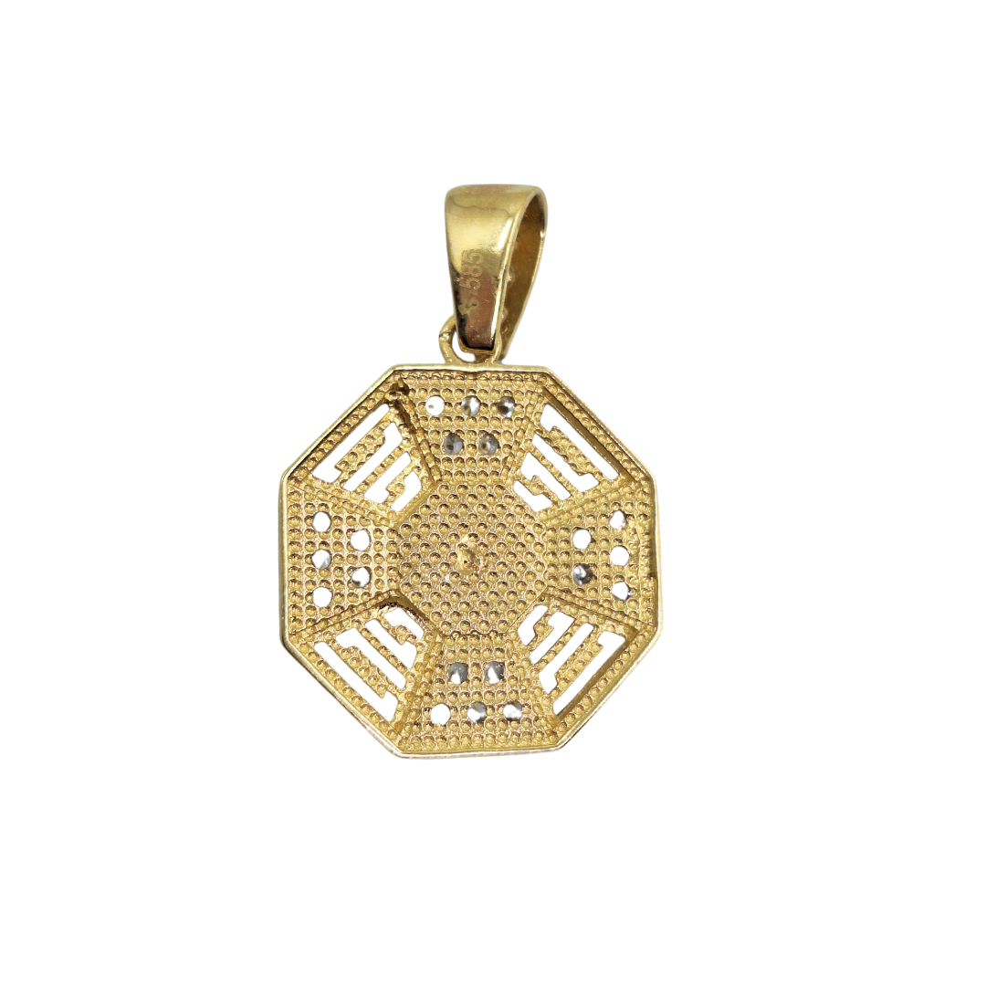 14ct Yellow Gold Cubic Zirconia Versace Style Pendant