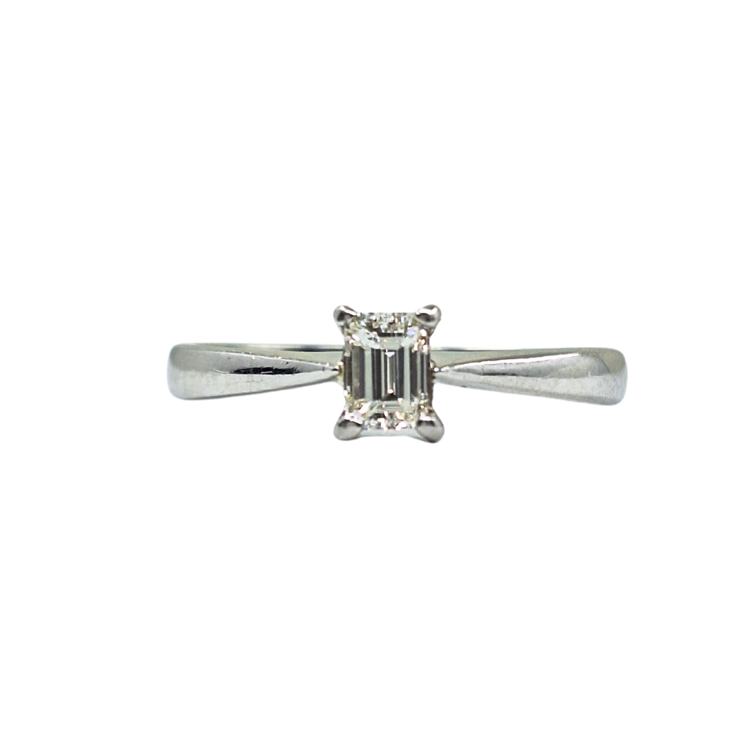 Platinum Emerald Cut Diamond Solitaire Ring 0.33ct