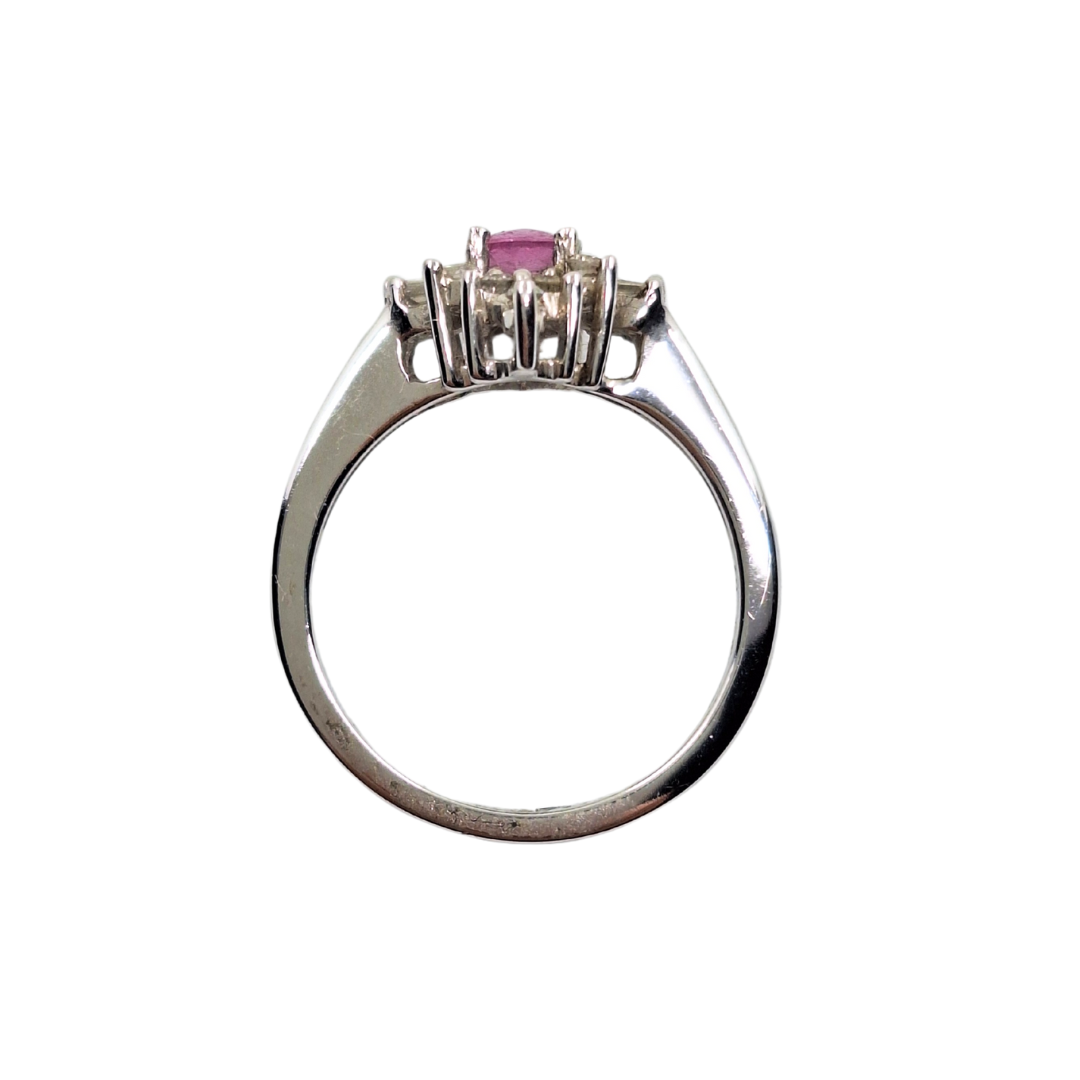 9ct White Gold Ruby & Diamond Cluster Ring