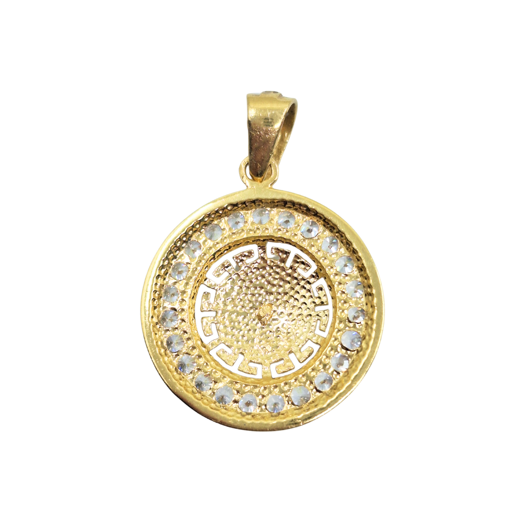 14ct Yellow Gold Cubic Zirconia Versace Style Pendant